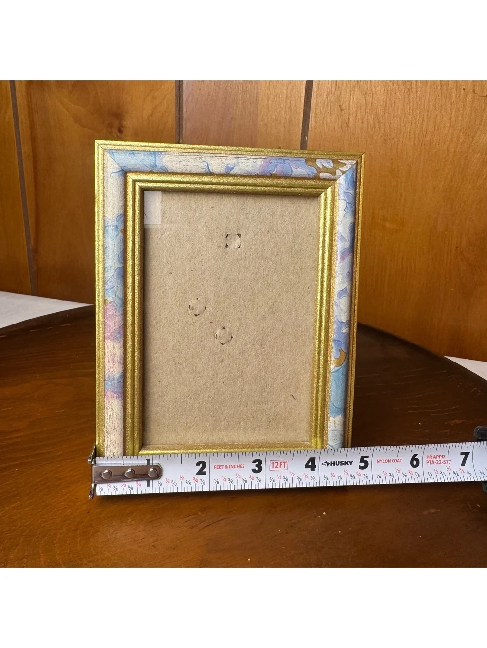 Vintage 3.5x5 Picture Frame Gold Floral Pastel Cottagecore Tabletop Wall Frame